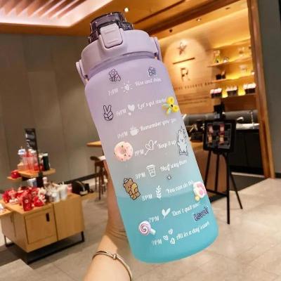 China Waterbottle Dropshipping 64oz Large Capacity Viable Motivational Workout Water Bottle Half Gallon Water Bottle With Stickers for sale