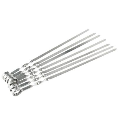 China 7PCS High Quality Meat Skewer Oven Barbecue Tools BBQ Kebab Roasting Skewer Stainless Steel Meat Skewer Easily Cleaned for sale