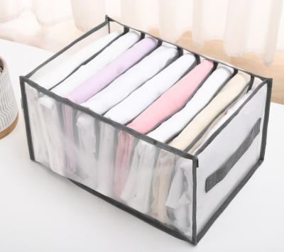 China Eco-friendly Clothes Storage Box Wardrobe Clothes Jeans Mesh Organizer Washable Closet Organizers For Drawers for sale