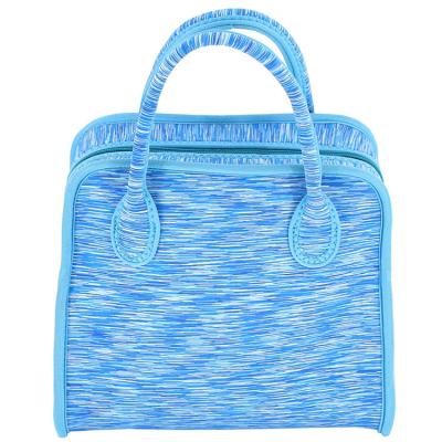 China 2021 Popular Sky Blue Neoprene Heat Transfer Printing Outdoor Aluminum Insulated Coating Cooler Lunch Tote Bag for sale