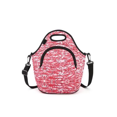 China Popular Sublimation Neoprene Insulated Lunch Cooler Tote Bag With Long Shoulder Strap for sale