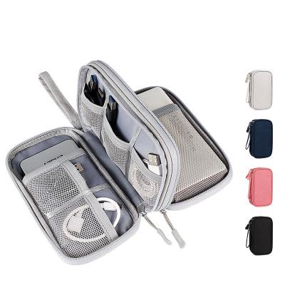 China Popular Waterproof Electronics Travel Dual Layer Portable Cable Storage Bag Organizer for Cord, Charger, Snap Drive, Phone for sale