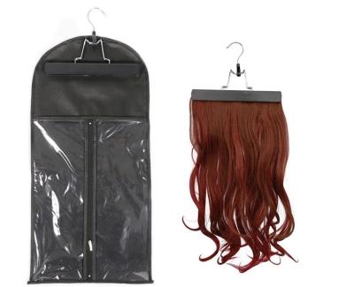 China Flat Shape Extension Packaging Bags Wig Garment Storage Bag For Hair With Wooden Hanger Hair Bag for sale