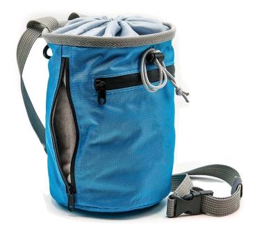 China Recyclable Waterproof Nylon Deep Sturdy Climbing Chalk Bag with Quick-clip Belt Strap and Two Large Zipper Pockets for sale