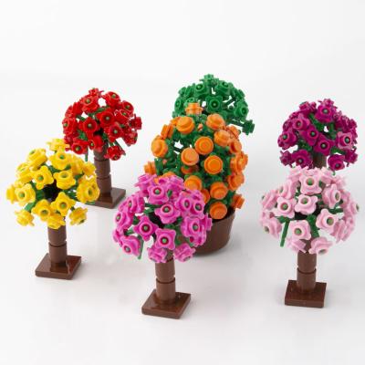 China MOC city accessories building blocks garden tree green bush flowers grass plants building block for sale