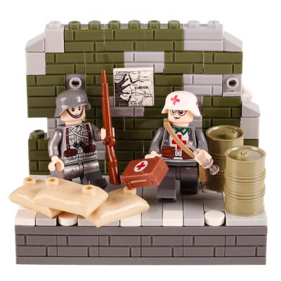 China WW2 city wall military accessories map secen soviet soldier officer mini figure ruin building block for sale