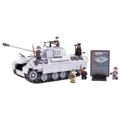 China WW2 military swat German soldier mini figure simulation V12 engine panther tank Building Block for sale