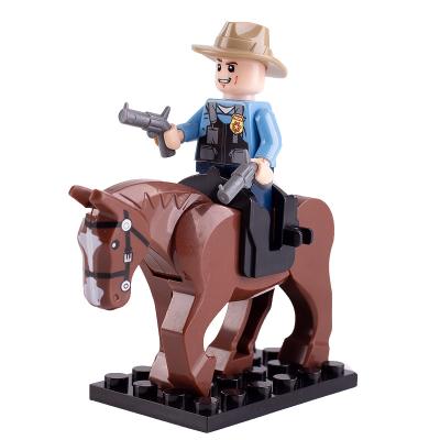 China Urban scene horse weapon accessories western cowboy sheriff military toy mini figure compatible with Legoinglys for sale