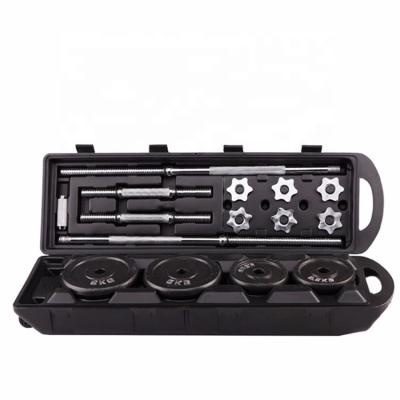 China Universal 50KG Black Painting Barbell Dumbbell Set With Case for sale