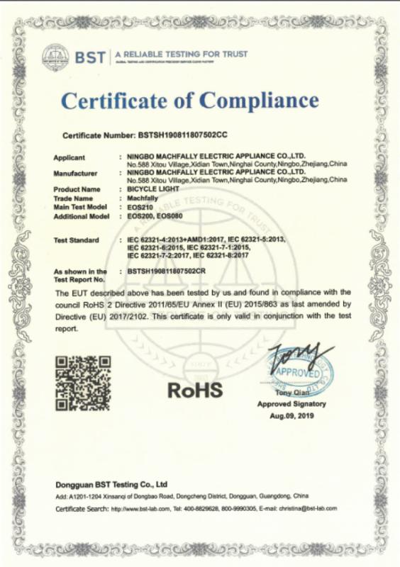 RoHS - Ningbo Machfally Electric Appliance Co., Ltd.