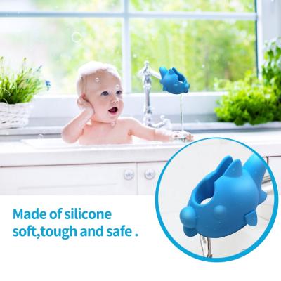 China Eco-Friendly Material Bathtub Faucet Cover For Child Cute Pale Pink Fishes Child Bathroom Accessories Silicone Spout Cover for sale