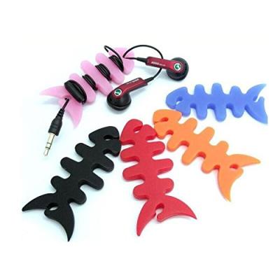 China Convenient Hot Sale Silicone Earphone Winder / Cable Protector Fishbone Earphone Holder Silicone Line for sale