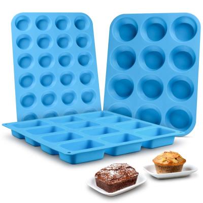 China Viable Bun Pan Silicone Brownie Molds - Cupcake Pan Baking Silicone Molds for sale