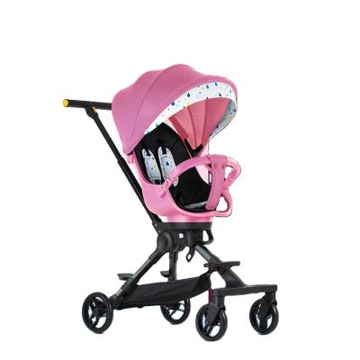 China 360 Seat Rotating Light Weight One Hand Easy For Travel Strudy Handle Soft-Turn Ready Adjustable Wheels Easy To Push Stroller Pink for sale