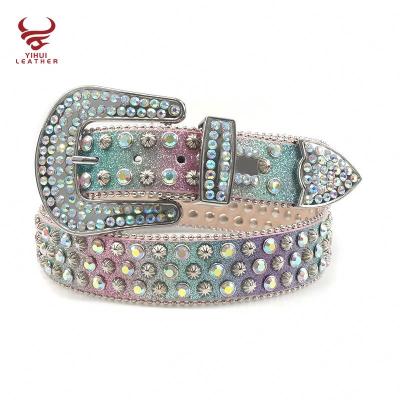 China Bling ALLOY Rainbow bb Simon Crystal Rhinestone Belt For Men for sale