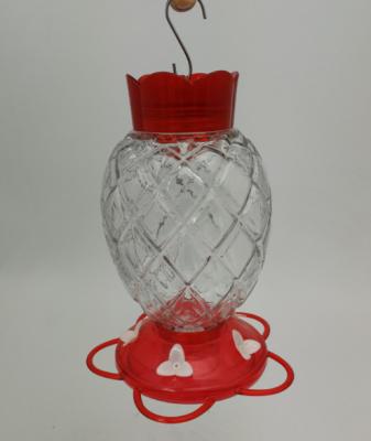 China Pineapple Shape Easy To Clean Hummingbird Feeder Plastic Clear Red Lid And Bottom for sale