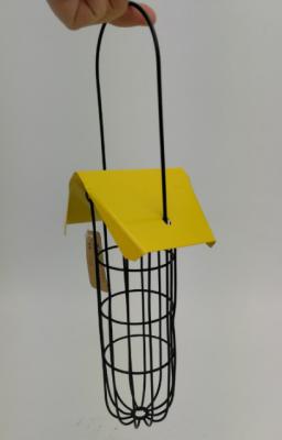 China Yellow Roof 3 Fat Ball Bird Feeder Stainless Steel Handle For Garden for sale