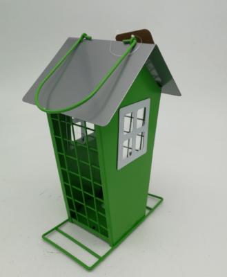 China Functional Hanging Metal Suet Bird Feeder Cute Green Small House For Yard for sale