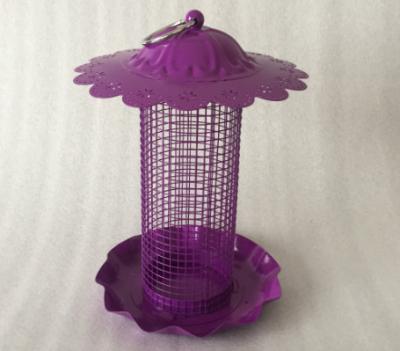 China 500g Capacity Metal Peanut Bird Feeder Easy Clean Purple Powder Coated for sale