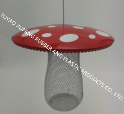 China Lovely feeder for birds，Mushroom Nuts Metal Hanging Bird Feeder Red And White Color Easy Open for sale