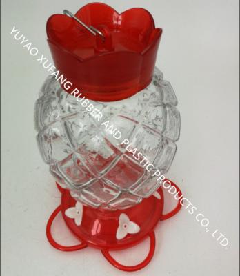 China Glass Decorative Hummingbird Feeders Pineapple Shape Easy To Clean With Clear Red Lid And Bottom for sale