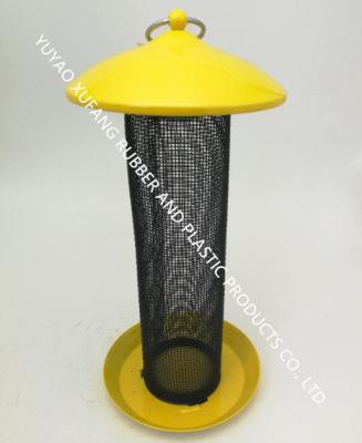 China Metal feeder，Yellow Hanging Bird Nut Feeder Long Tube Small Mesh With 1 Kg Capacity for sale