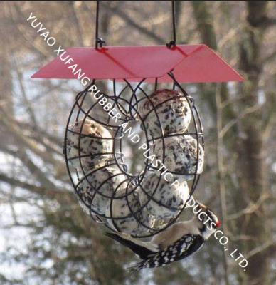 China Circle Bird Feeder Squirrel Proof Fat Ball Lantern With Red Roof Unique Design for sale