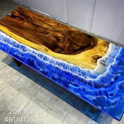 China River Walnut Factory Direct Saman Wood Table Top Epoxy Resin Home Furniture Wooden Dining Tables Set for sale