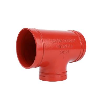 China High Qualit\y Fire Fighting Industries Grooved Reduce Tee Mount Pipe Fittings Ductile Iron Pipe Fittings FM UL Approved for sale