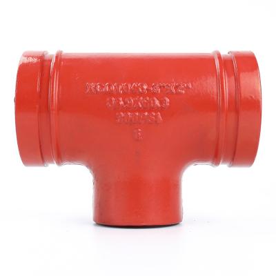 China High Qualit\y Fire Fighting Industries Threaded Reduce Tee Mount Pipe Fittings Malleable Iron Pipe Fittings FM UL Approved for sale