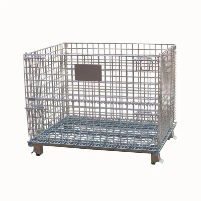 China New Folding Corrosion Protection Stain Folding Turnover Box Logistics Folding Iron Frame Mobile Storage Cage Express Mobile Storage Cage for sale