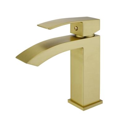 China Thermostatic Faucets Ready To Board Brass Basin Faucet Modern Design Basin Faucet Brushed Brass Gold for sale