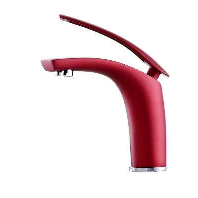 China Luxury Design Basin Faucets Red Wine Style Bathroom Thermostatic European Mixer Tap Basin Faucet for sale