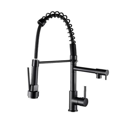 China Thermostatic Faucets Ready To Ship Matte Black Brass Kitchen Faucet With Sprayer Commercial Kitchen Faucet for sale