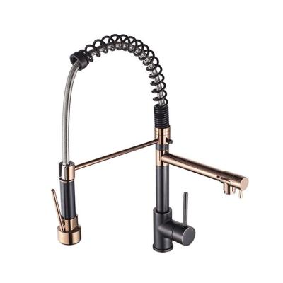 China Thermostatic Faucets Prepare Modern Kitchen Faucet Water Tap Kitchen Faucet To Board Black And Rose Gold With Sprayer for sale