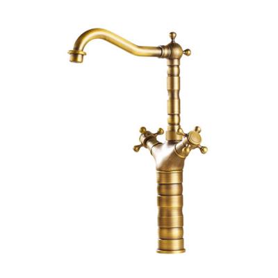 China Thermostatic Faucets Deck Mounted Antique Bathroom Basin Faucets Antique Double Handle Faucet For Bathroom for sale