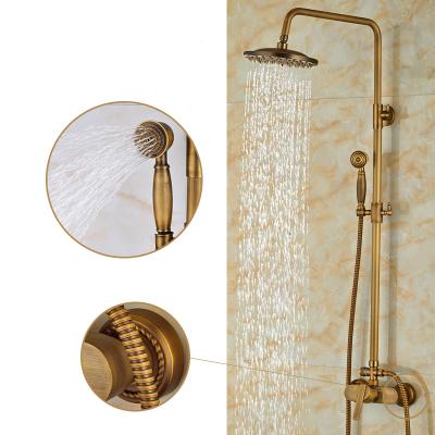 China Without Sliding Bar Wall Mounted Bath Faucet Set Antique Style Water Mixer Rain Shower Set for sale