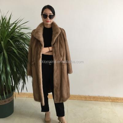 China Long Mink Coat Women Anti-shrink Natural Thick Winter Warm Chocolate Jacket For Women for sale