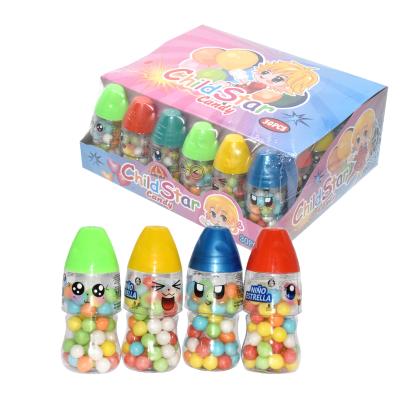 China Beautiful Natural Baby Bottle Filled Colorful Crispy Sweet Sour Fruity Hard Candy Mini Ball for sale