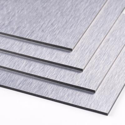 China Modern silver brushed exterior aluminum composite panel alucobond 6mm Malaysia with unbroken core for sale