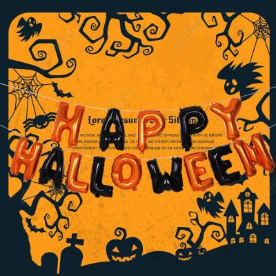 China Festival Decoration Pick Happy Halloween Balloons Foil Alphabet Balloons Halloween Party Decoration for sale