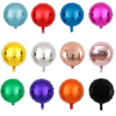 China Gift Toy New 18 inch round ball solid color aluminum foil balloon plain round wedding party decoration balloons for sale