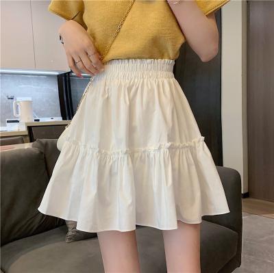 China Leisure Girls Short Skirt Breathable Elastic Waist Pleated High Mini Skirt Tiered A-Line Pleated Single Waisted Skirt Women White Ruffles for sale