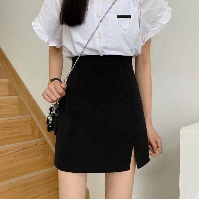 China Office Women Fashion High Waist Bodycon Mini Dress Girls Hip Split Bottom Short Skirt A-Line A-Line Slim Black Sexy Female Viable Package for sale