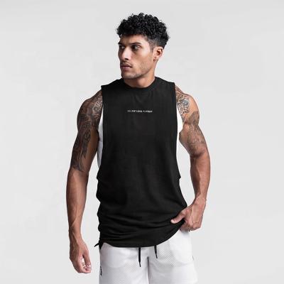 China KEETE Customs Design New QUICK DRY Letter Printing Loose Sleeveless T-shirt Cotton Gym Fitness Plus Size Mens Tank Tops for sale