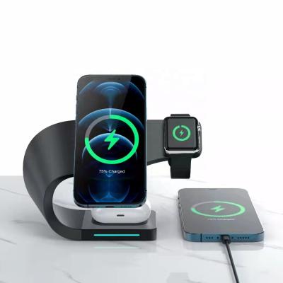 China Smart Watch 4 in 1 Induction Qi Wireless Charger Fast Charging Stand For Samsung Pro MAX Pro Charger For Apple Watch Airpods iPhone 12 for sale