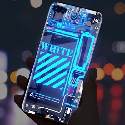 China Tempered Glass Shockproof Led Luminous Night Light Phone Case For Iphone 11 Cell Glass Luminous Case For Iphone for sale