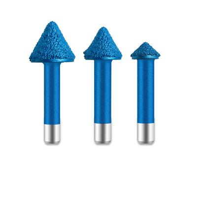 China Cast Iron Emery Brazing Milling Cutter Marble Granite Lettering Cutter CNC Cone Cutting End Mill V-Cutting Bit for sale