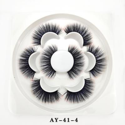 China 25-30 Periods 5D Mink Eyelashes Handmade Luxury Fluffy Natural False Eyelashes Four Pairs for sale