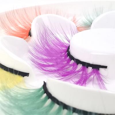 China 25-30 Periods OEM 5D Mink Luxury Fluffy Natural False Eyelashes Artificial Handmade Color Eyelashes Four Pairs for sale